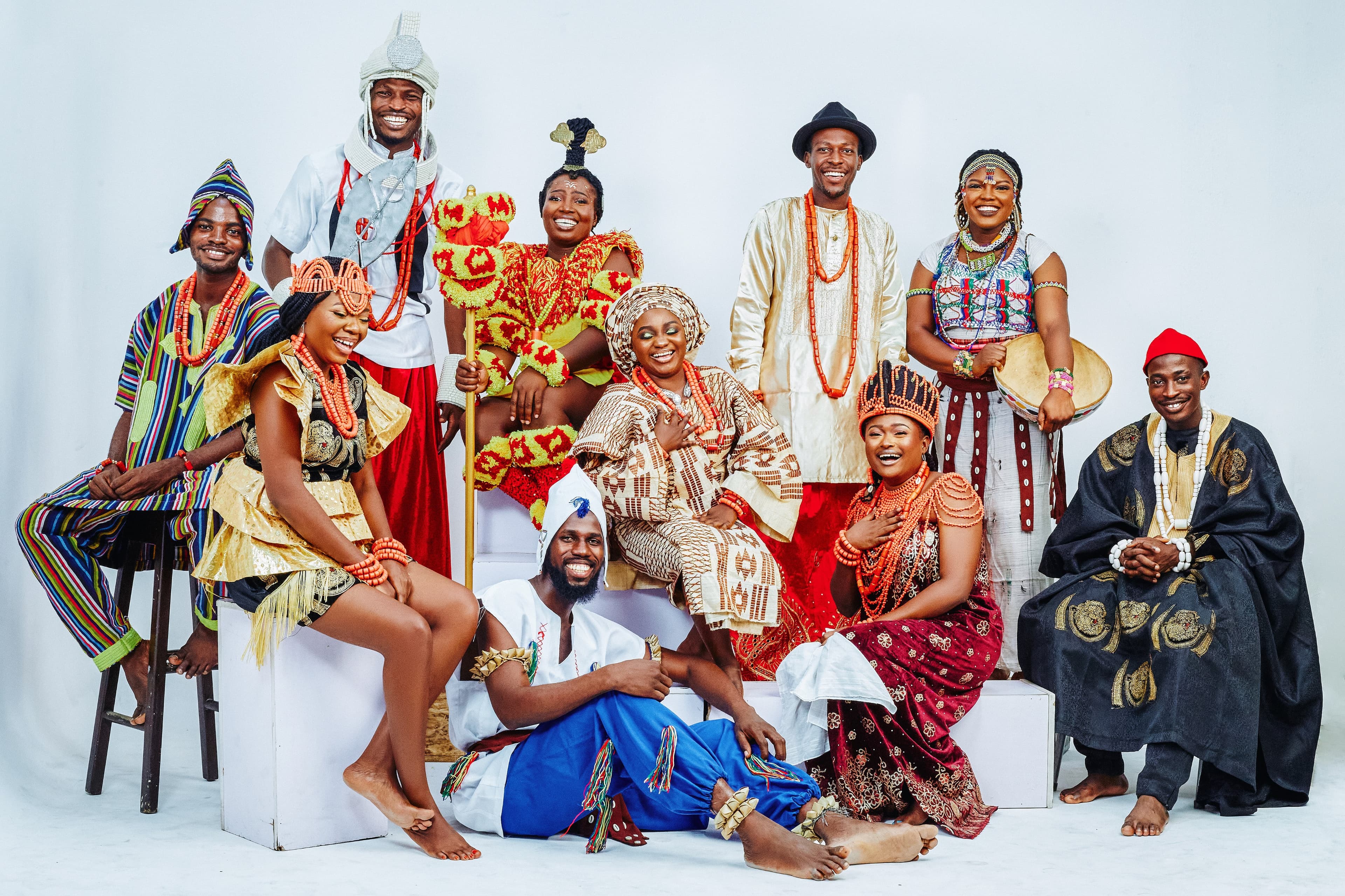 The Ankara & Black Playhouse team in traditional attire